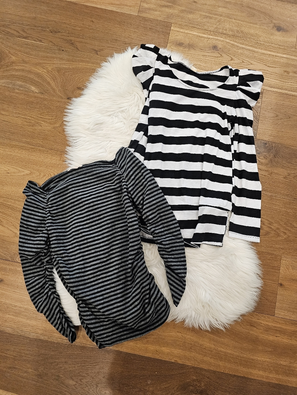 Vintage Striped Black & White Long Sleeve Tops - Set of 2